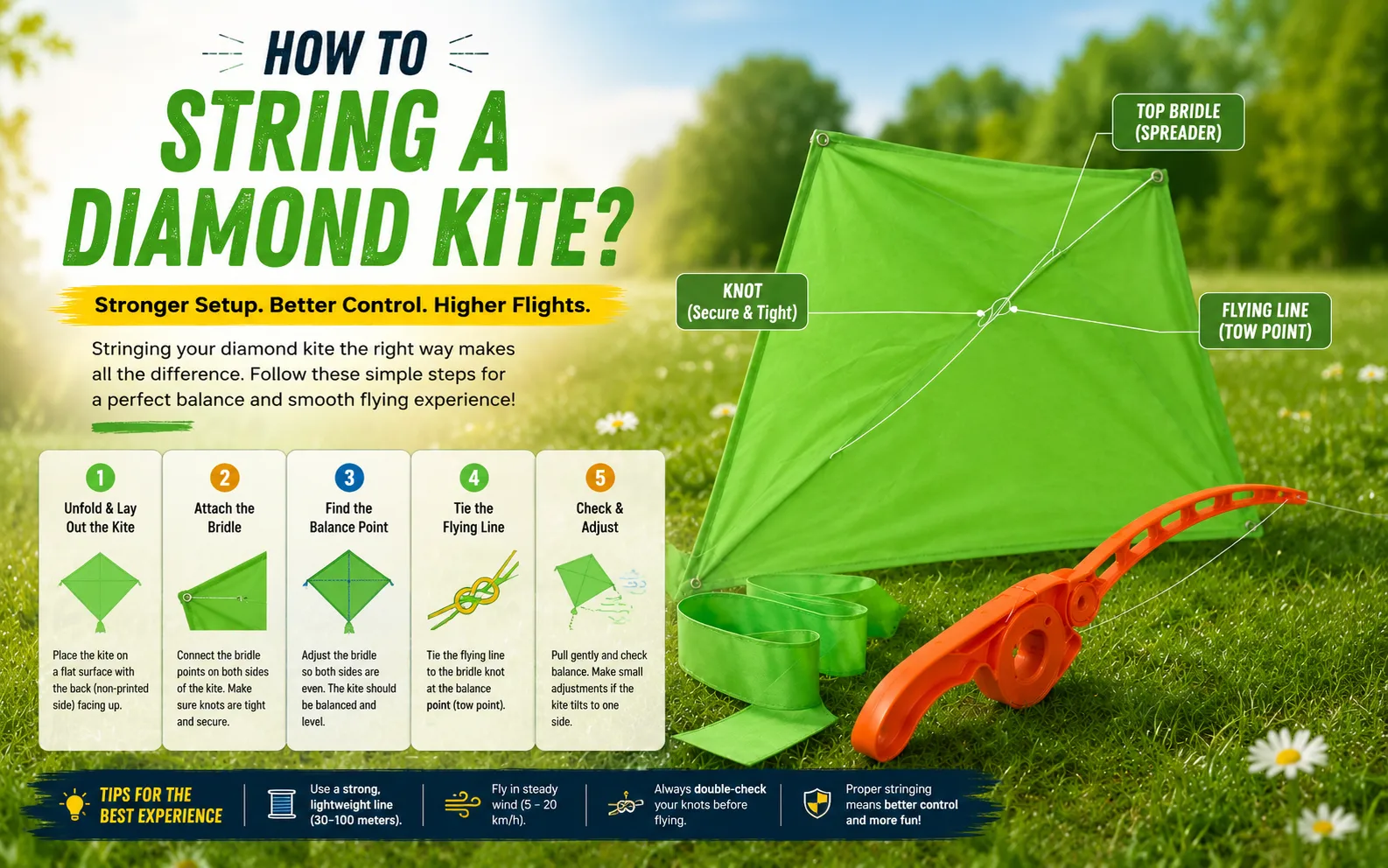 how to string a diamond kite